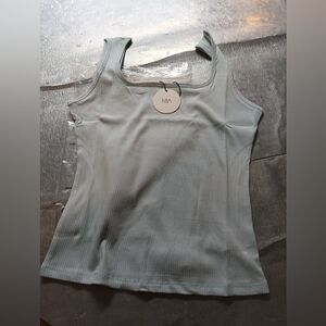 NIA Women's  Nwt Square Neck Tank Top Size Large Chambray Blue